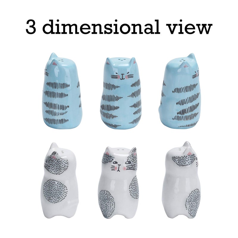 Bico Cartoon Cat Salt & Pepper Shaker Set, Handpainted Stoneware, Dishwasher Safe - Image 3